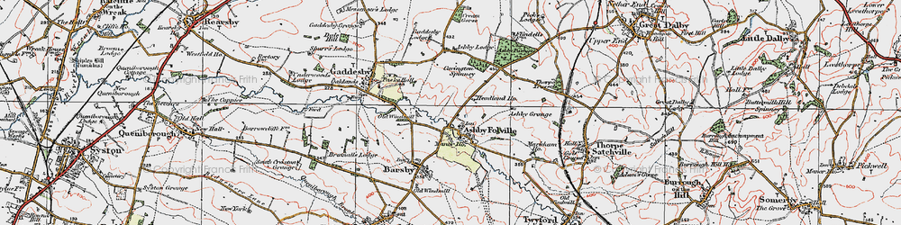 Old map of Ashby Pastures in 1921