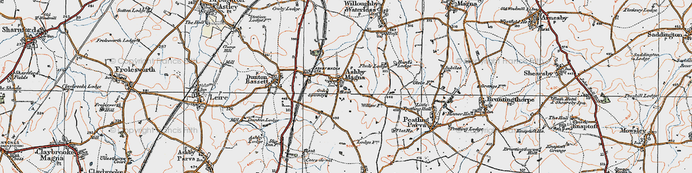 Old map of Ashby Magna in 1920