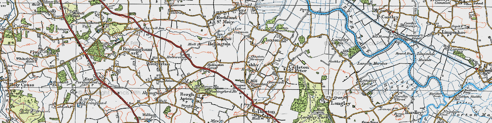 Old map of Ashby St Mary in 1922