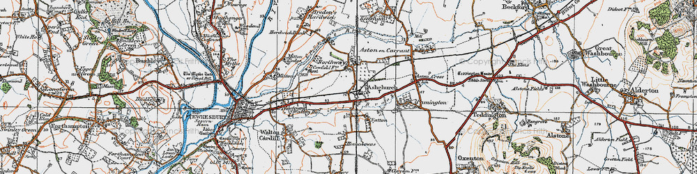 Old map of Ashchurch in 1919