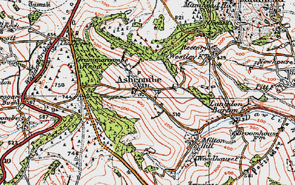 Old map of Ashcombe in 1919