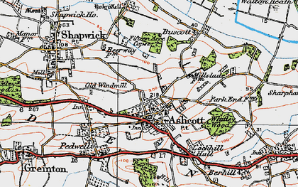 Old map of Ashcott in 1919