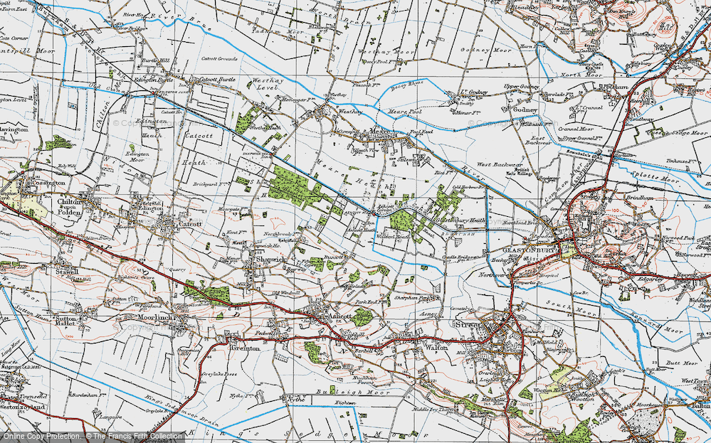 Old Map of Ashcott Corner, 1919 in 1919