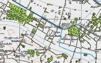 Old map of Ashcott Corner in 1919