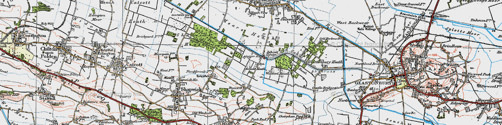 Old map of Ashcott Corner in 1919