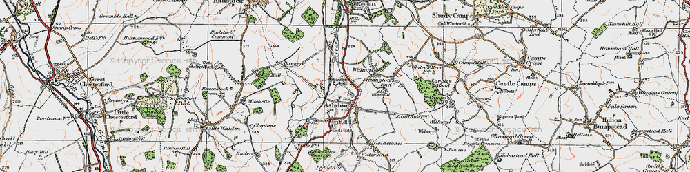 Old map of Ashdon in 1920