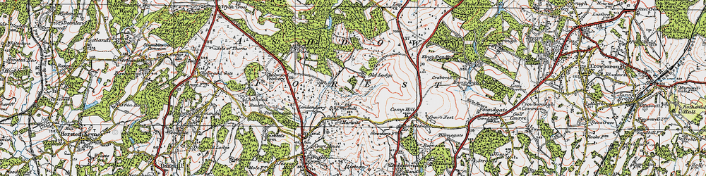 Old map of Ashdown Forest in 1920