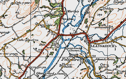 Old map of Aber-Marlais Pk in 1923
