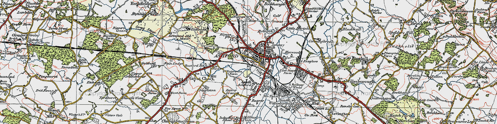 Old map of Ashford in 1921