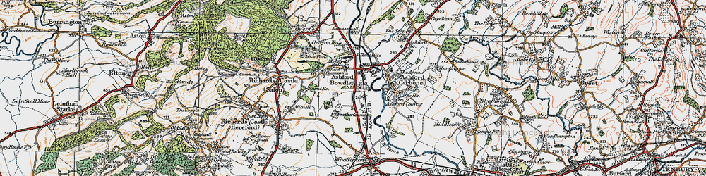 Old map of Ashford Bowdler in 1920