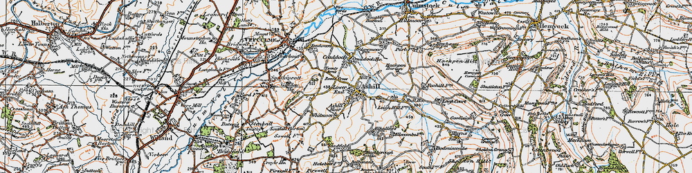 Old map of Ashill in 1919