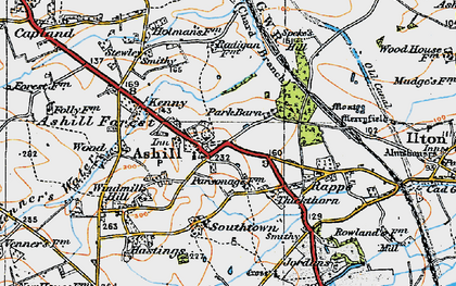 Old map of Ashill in 1919