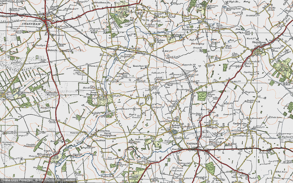 Old Map of Historic Map covering Ashill Common in 1921