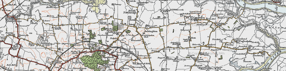 Old map of Ashingdon in 1921