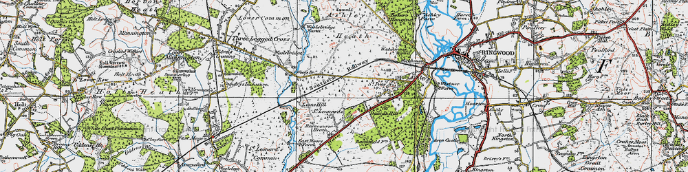 Old map of Ashley Heath in 1919