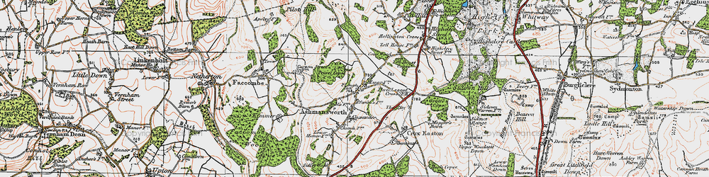 Old map of Ashmansworth in 1919