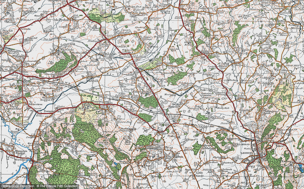 Old Map of Historic Map covering Ashperton Park in 1920