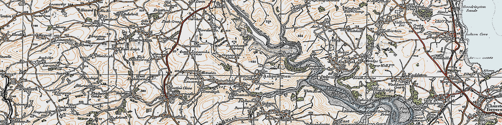 Old map of Ashprington in 1919