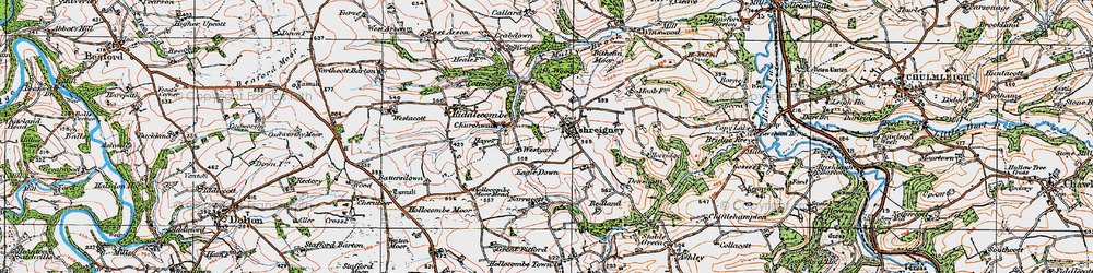 Old map of Ashreigney in 1919