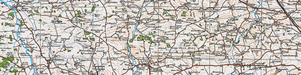 Old map of Ashridge Moor Cross in 1919