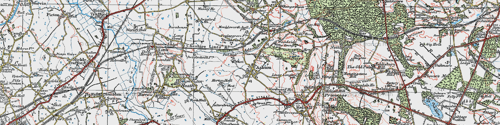Old map of Ashton Hayes in 1923