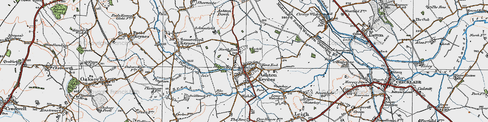 Old map of Ashton Keynes in 1919