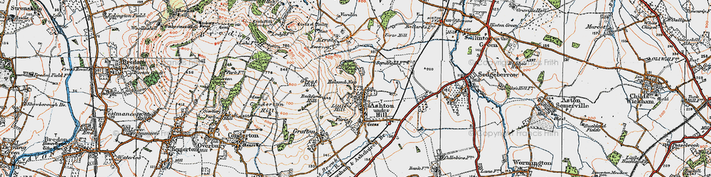 Old map of Ashton under Hill in 1919