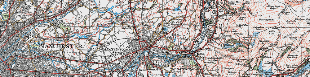 Old map of Ashton-Under-Lyne in 1924