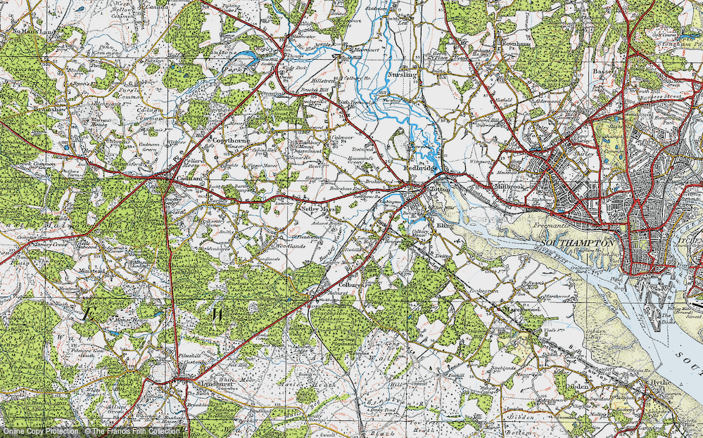 Old Map of Historic Map covering Bartley Water in 1919