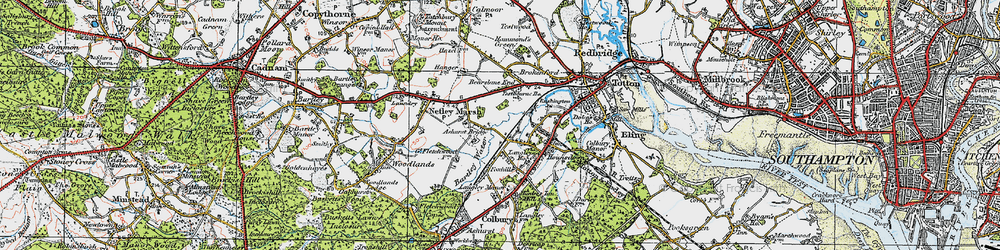 Old map of Ashurst Bridge in 1919