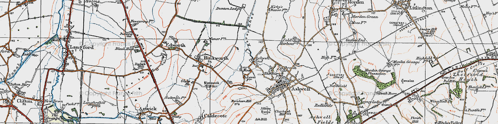 Old map of Ashwell End in 1919