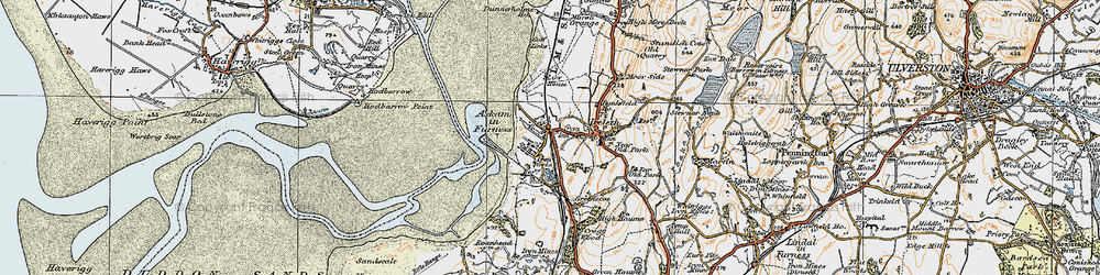 Old map of Askam in Furness in 1925