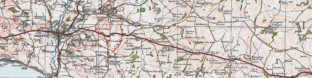 Old map of Askerswell in 1919