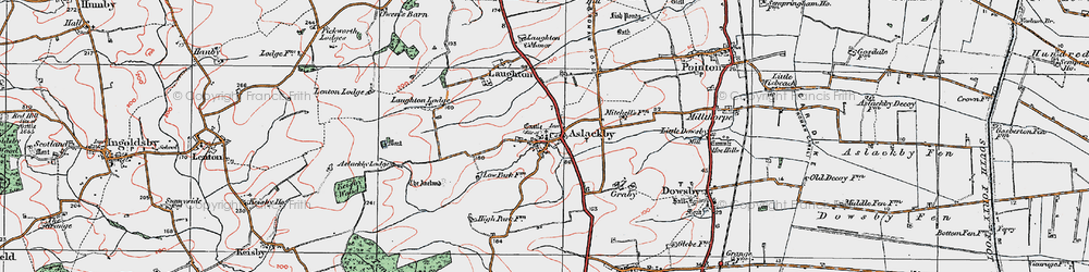 Old map of Aslackby in 1922