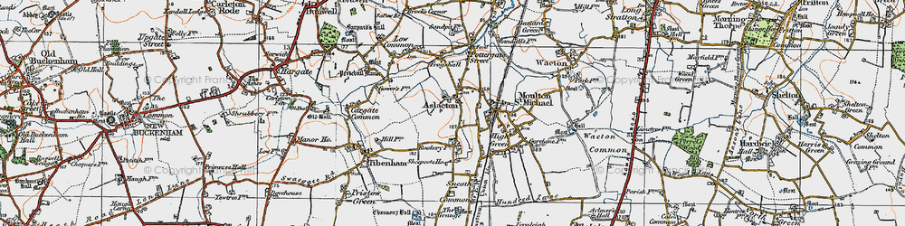 Old map of Aslacton in 1921