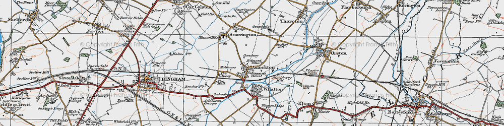 Old map of Aslockton in 1921