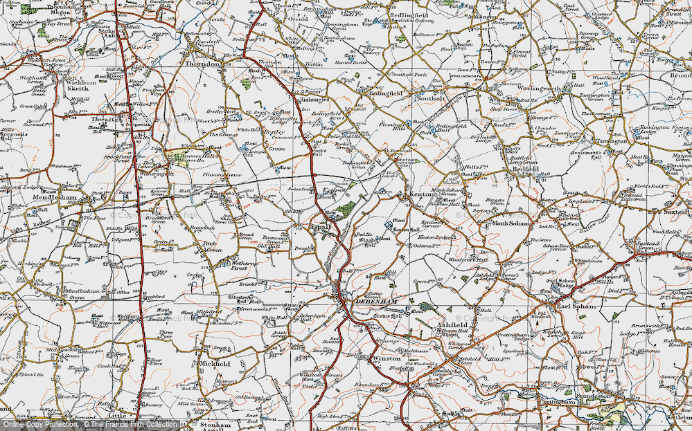Old Map of Historic Map covering Aspall Wood in 1921