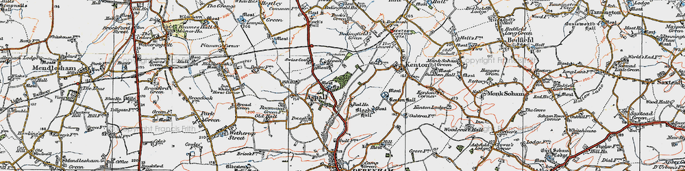 Old map of Aspall Wood in 1921