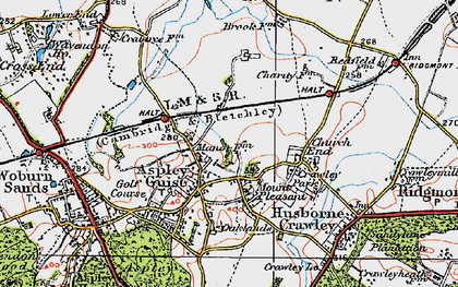 Old map of Aspley Guise in 1919