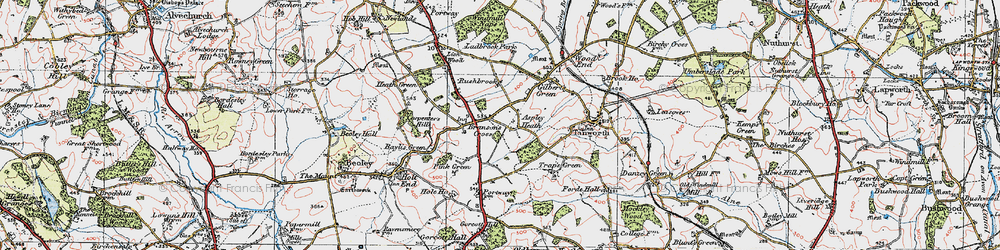 Old map of Aspley Heath in 1919