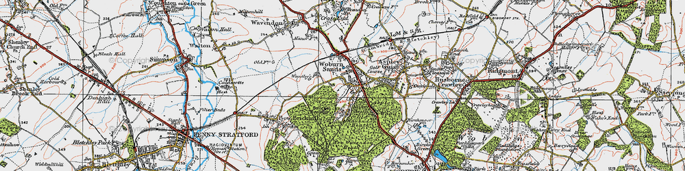Old map of Aspley Heath in 1919