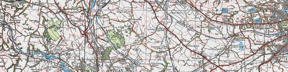 Old map of Aspull in 1924