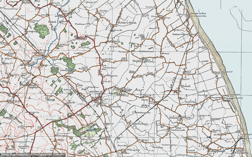 Old Map of Asserby Turn, 1923 in 1923