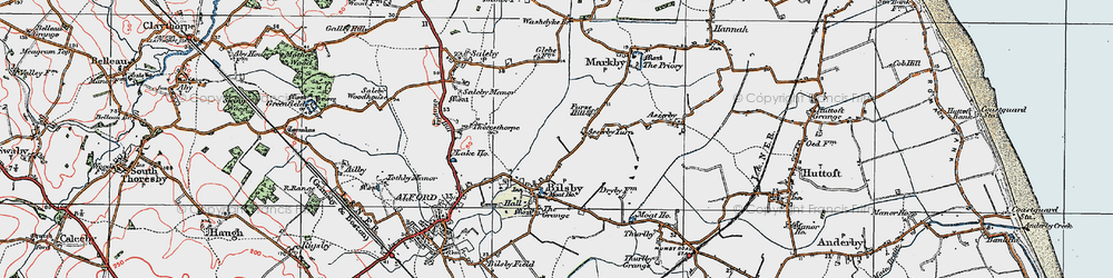 Old map of Asserby Turn in 1923