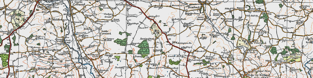 Old map of Assington Ho in 1921