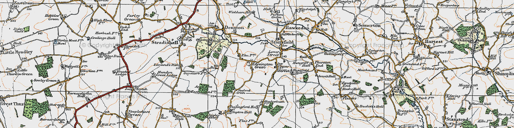 Old map of Assington Green in 1921