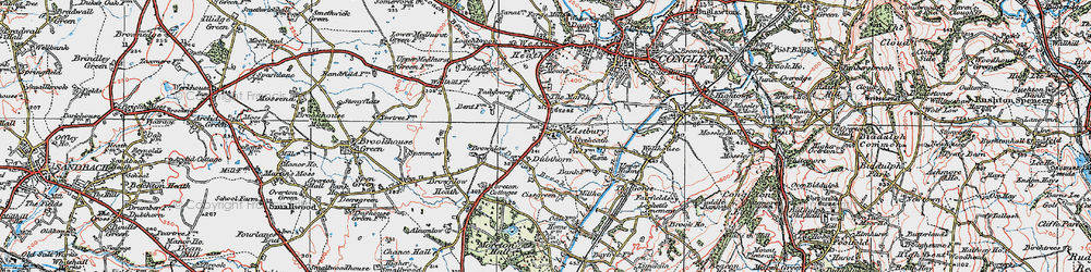 Old map of Astbury in 1923