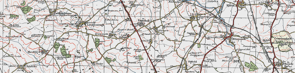 Old map of Astcote Lodge in 1919