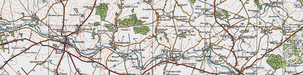 Old map of Asthall Leigh in 1919