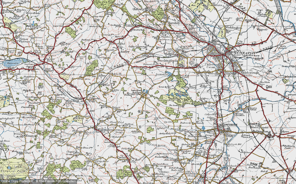 Old Map of Historic Map covering Arbury Park in 1920